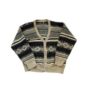 Men’s Vintage C&A Canada Cardigan Jumper Small Cream Blue Button Grandpacore